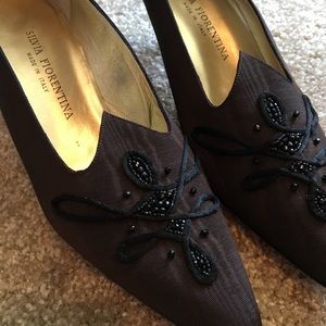 Silvia Fiorentina chocolate brown silk heels
